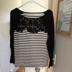 Lace stripped long sleeve